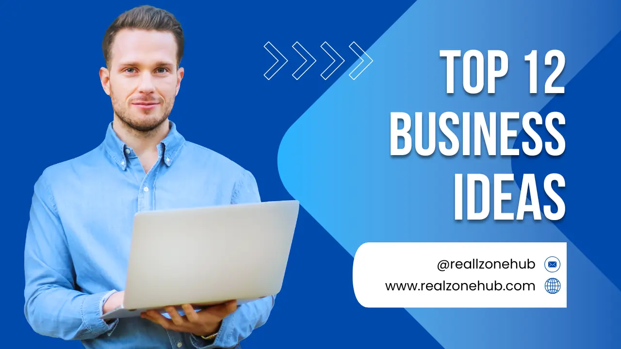 Person working on a laptop while planning unique small business ideas with healthy meals, desserts, blogging, and affiliate marketing concepts.